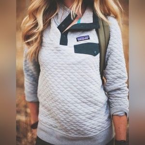 Patagonia Gray and Green Quilted Snap-T Pullover Size S